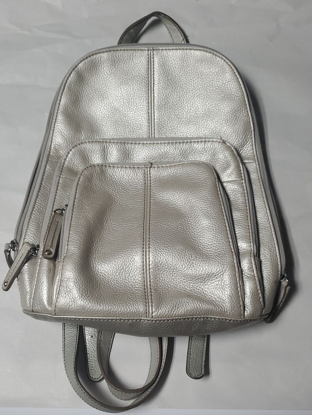 Tignanello Metallic Champagne Gold Leather Backpack - Sleek Everyday Bag